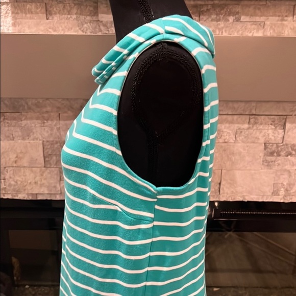 Talbots Green and White Sheath Dress Sleeveless Cowl Neck Midi size Large - Picture 4 of 10